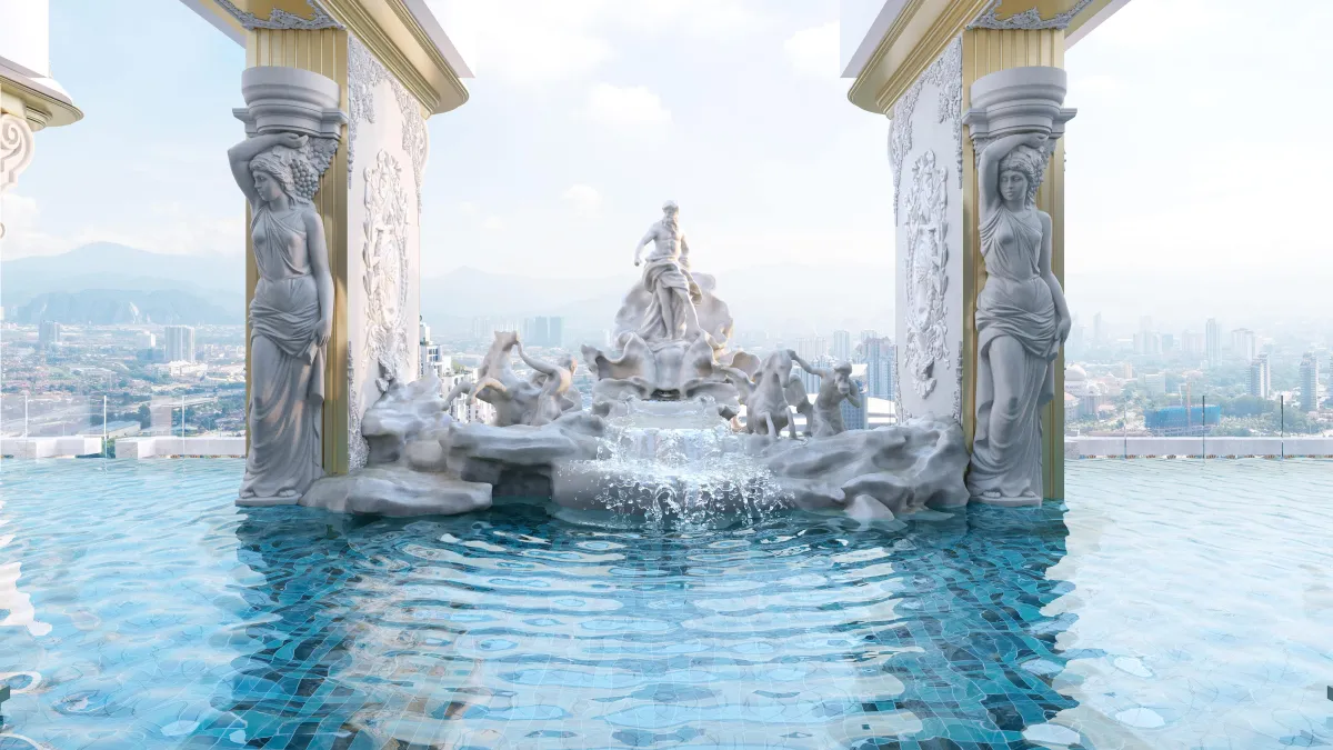 Artist’s impression of the pool and sculptural water feature